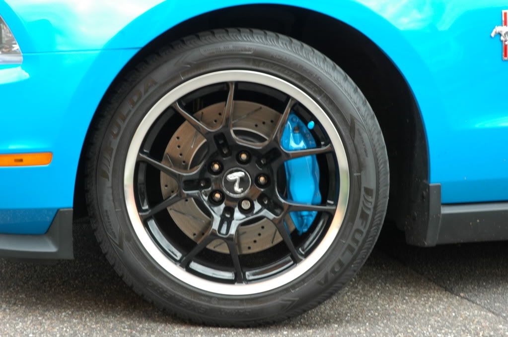 Brakes in blue........Grabber Blue Brembo calipers The Mustang Source